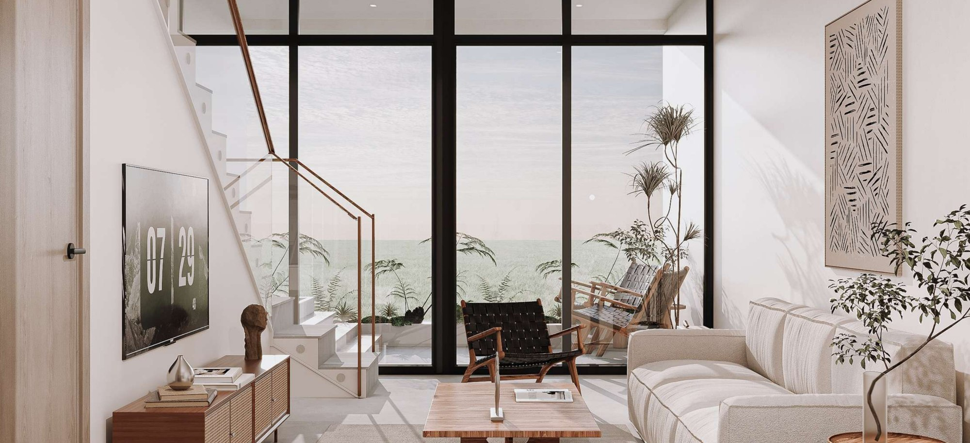 Loft living area, rendering
