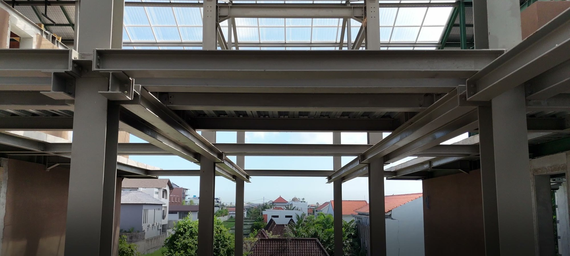 Structural frame and ocean view from the site