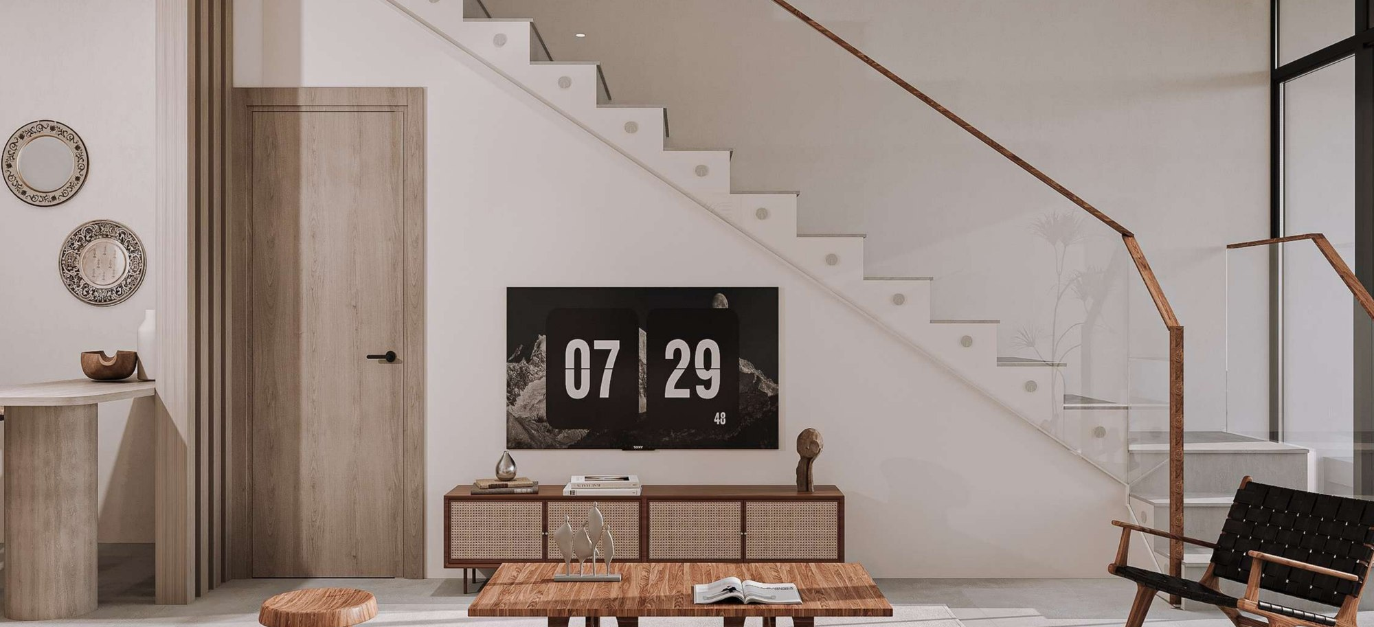 Double-height loft space, rendering