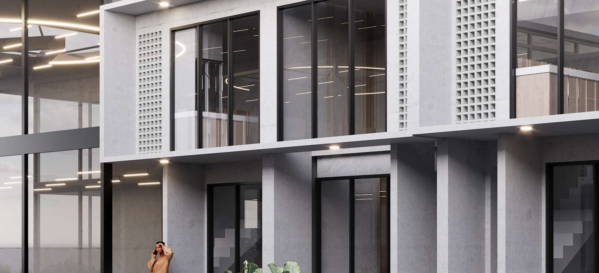 Townhouse facades, rendering